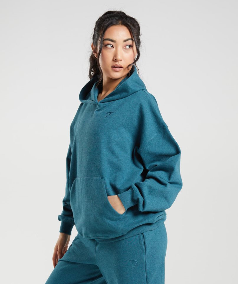 Women's Gymshark Rest Day Sweats Hoodie Turquoise | NZ 9VZXQI